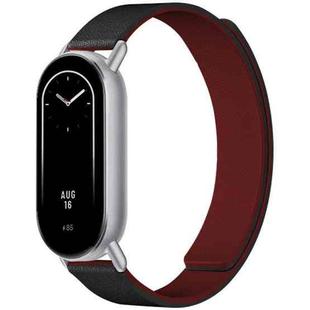 14mm xDfind Flat Head Litchi Texture Magnetic Silicone Watch Band(Black Red)