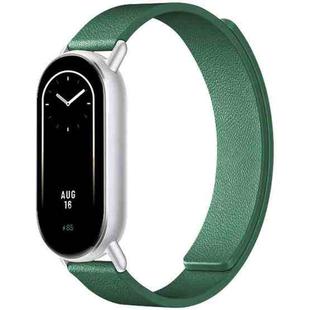 14mm xDfind Flat Head Litchi Texture Magnetic Silicone Watch Band(Dark Green)