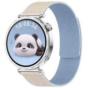 18mm xDfind Flat Head Litchi Texture Magnetic Silicone Watch Band(White Blue)