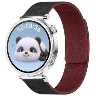 18mm xDfind Flat Head Litchi Texture Magnetic Silicone Watch Band(Black Red)