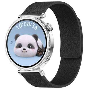 18mm xDfind Flat Head Litchi Texture Magnetic Silicone Watch Band(Black)
