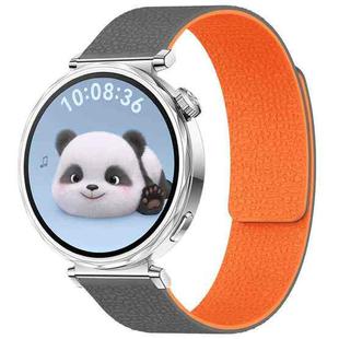 18mm xDfind Flat Head Litchi Texture Magnetic Silicone Watch Band(Grey Orange)
