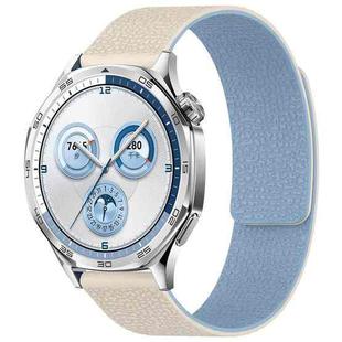 20mm xDfind Flat Head Litchi Texture Magnetic Silicone Watch Band(White Blue)