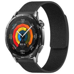 20mm xDfind Flat Head Litchi Texture Magnetic Silicone Watch Band(Black)