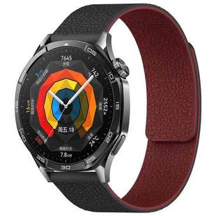 22mm xDfind Flat Head Litchi Texture Magnetic Silicone Watch Band(Black Red)