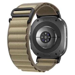 For Samsung Galaxy Watch Ultra 47mm xDfind Black Buckle Loop Nylon Watch Band(Olive Green)