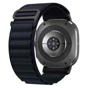 For Samsung Galaxy Watch Ultra 47mm xDfind Black Buckle Loop Nylon Watch Band(Midnight Blue)