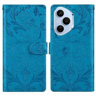 For Honor 400 Pro Global 160.8mm Embossed Floral Pattern Leather Phone Case(Blue)