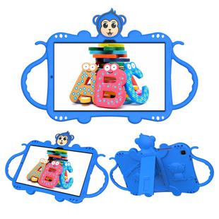 For Samsung Galaxy Tab A7 (2020) T500/T505 Cartoon Monkey Kids Tablet Shockproof EVA Protective Case with Holder & Shoulder Strap & Handle(Blue)