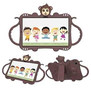 For Samsung Galaxy Tab A7 (2020) T500/T505 Cartoon Monkey Kids Tablet Shockproof EVA Protective Case with Holder & Shoulder Strap & Handle(Brown)