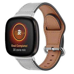 For Fitbit Versa 3 / 4 / Sense 2 Classic Buckle Genuine Leather Watch Band(Grey)