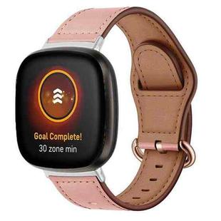 For Fitbit Versa 3 / 4 / Sense 2 Classic Buckle Genuine Leather Watch Band(Pink)