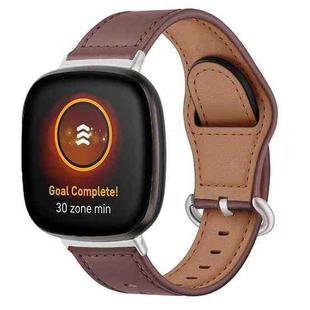 For Fitbit Versa 3 / 4 / Sense 2 Classic Buckle Genuine Leather Watch Band(Chocolate Color)