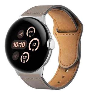 For Google Pixel Watch 3 45mm Reverse Buckle Genuine Leather Watch Band(Elephant Gray)