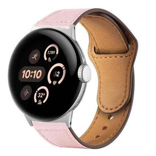 For Google Pixel Watch 3 45mm Reverse Buckle Genuine Leather Watch Band(Pink)