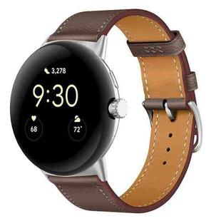 For Google Pixel Watch 3 45mm Fashionable Genuine Leather Watch Band(Taupe)