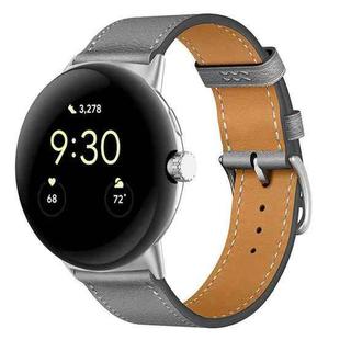 For Google Pixel Watch 3 45mm Fashionable Genuine Leather Watch Band(Grey)