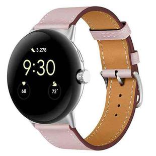 For Google Pixel Watch 3 45mm Fashionable Genuine Leather Watch Band(Light Pink)