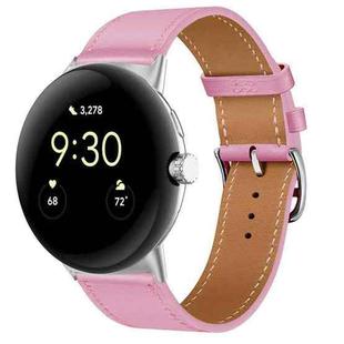 For Google Pixel Watch 1 / 2 / 3 41mm Fashionable Genuine Leather Watch Band(Pink)