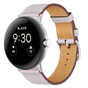 For Google Pixel Watch 1 / 2 / 3 41mm Fashionable Genuine Leather Watch Band(Beige)