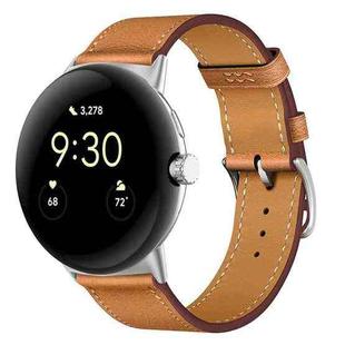 For Google Pixel Watch 1 / 2 / 3 41mm Fashionable Genuine Leather Watch Band(Brown)