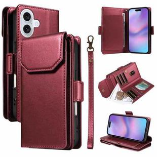 For iPhone 17 Multi Card Wallet Leather Phone Case with Strap(Red)