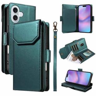 For iPhone 17 Multi Card Wallet Leather Phone Case with Strap(Green)