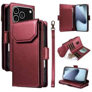 For iPhone 17 Pro Multi Card Wallet Leather Phone Case with Strap(Red)