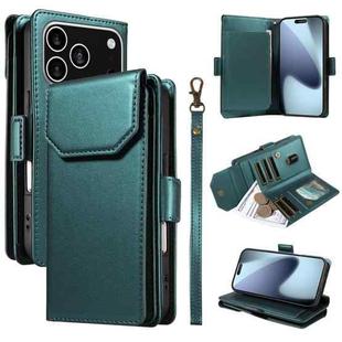 For iPhone 17 Pro Multi Card Wallet Leather Phone Case with Strap(Green)