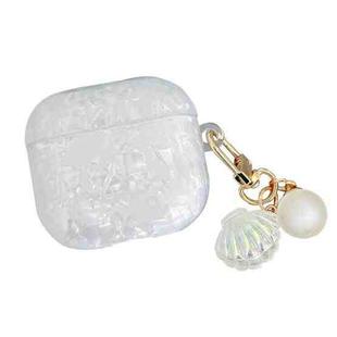For AirPods 4 Shell Texture Pearl Hanging Buckle Earphone Case(Colorful)