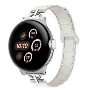 22mm D-shaped Tri-beads Magnetic Silicone Watch Band(Light Mint Starlight)