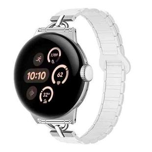 22mm D-shaped Tri-beads Magnetic Silicone Watch Band(Ceramic White)