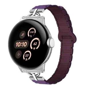 22mm D-shaped Tri-beads Magnetic Silicone Watch Band(Plum Berry Purple)