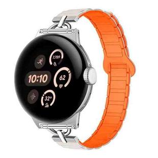 22mm D-shaped Tri-beads Magnetic Silicone Watch Band(Starlight Orange)