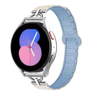 20mm D-shaped Tri-beads Magnetic Silicone Watch Band(White Fog Blue)