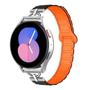 20mm D-shaped Tri-beads Magnetic Silicone Watch Band(Black Orange)