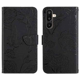 For Samsung Galaxy M36 5G Skin Feel Butterfly Embossed Flip Leather Phone Case(Black)