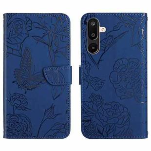 For Samsung Galaxy M36 5G Skin Feel Butterfly Embossed Flip Leather Phone Case(Blue)