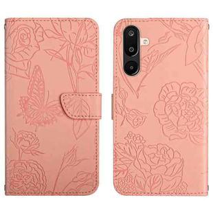 For Samsung Galaxy M36 5G Skin Feel Butterfly Embossed Flip Leather Phone Case(Pink)