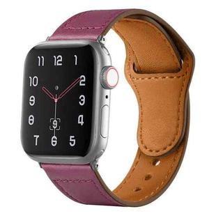 For Apple Watch 42mm / 41mm / 40mm / 38mm Reverse Buckle Genuine Leather Watch Band(Wine Red)