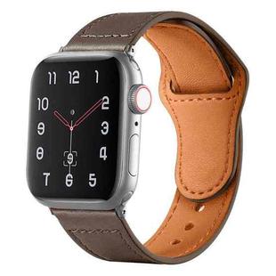 For Apple Watch 42mm / 41mm / 40mm / 38mm Reverse Buckle Genuine Leather Watch Band(Coffee)