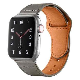 For Apple Watch 42mm / 41mm / 40mm / 38mm Reverse Buckle Genuine Leather Watch Band(Dark Grey)