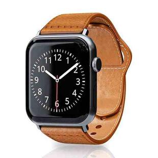 For Apple Watch 46mm / 49mm / 45mm / 44mm Reverse Buckle Litchi Genuine Leather Watch Band(Brown)