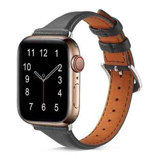 For Apple Watch 42mm / 41mm / 40mm / 38mm Small Waist Drop Buckle Genuine Leather Watch Band(Black)