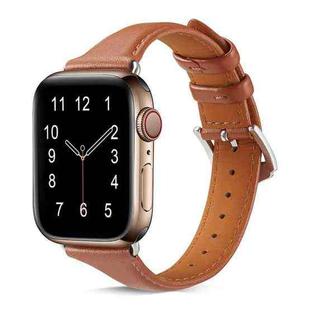 For Apple Watch 42mm / 41mm / 40mm / 38mm Small Waist Drop Buckle Genuine Leather Watch Band(Brown)