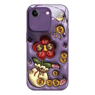 For iPhone 7 / 8 / SE 2022 Liquid Glass TPU Soft Edge Shockproof Phone Case(Money Bag Flower)