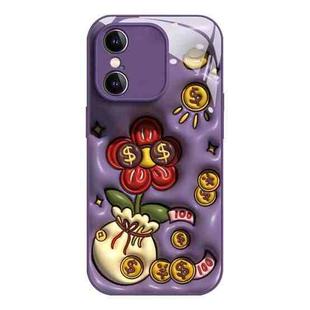For iPhone XS Max Liquid Glass TPU Soft Edge Shockproof Phone Case(Money Bag Flower)