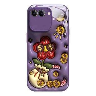 For iPhone 7 Plus / 8 Plus Liquid Glass TPU Soft Edge Shockproof Phone Case(Money Bag Flower)