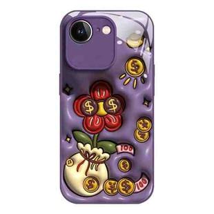 For iPhone 16e Liquid Glass TPU Soft Edge Shockproof Phone Case(Money Bag Flower)