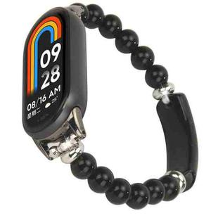 For Xiaomi Smart Band 10 / 9 / 8 Large Beaded Bracelet Watch Band(Black Agate Beads)